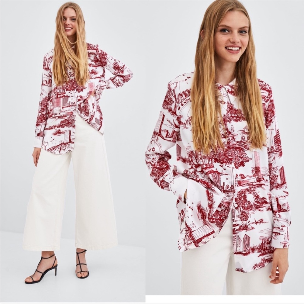 ❌SOLD❌ ZARA City Print Oversized Shirt